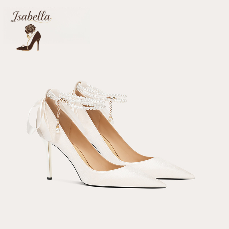 Isabella珍珠链条羊皮单鞋新娘主