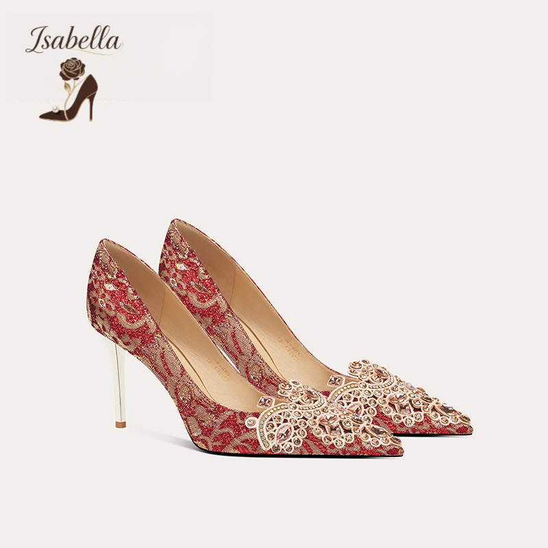 Isabella婚宴鞋新款气质红色秀禾