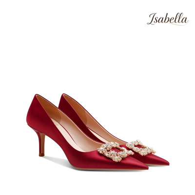 Isabella加宽红色高跟鞋女12cm中
