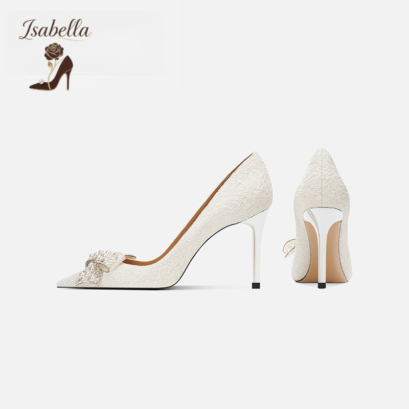 Isabella法式绝美高跟鞋女白色婚