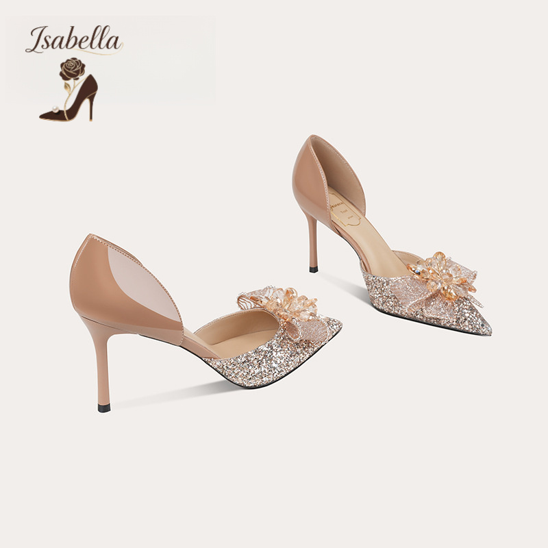 Isabella法式裸色婚鞋主婚水晶鞋