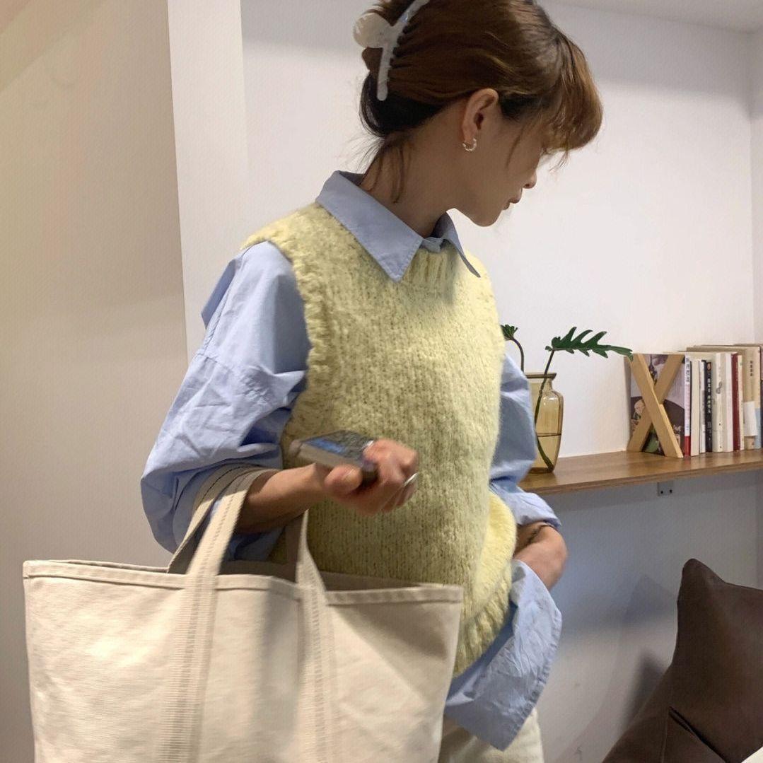 甲日系港风宽松长袖衬衫女两件套