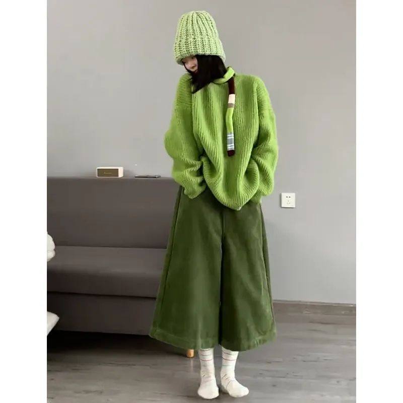 时尚套装女2025秋冬新款慵懒风宽松圆领毛衣高腰显瘦加绒七分裤潮,女装/女士精品,时尚套装,淘宝优惠券,粉丝福利购,淘宝优惠卷