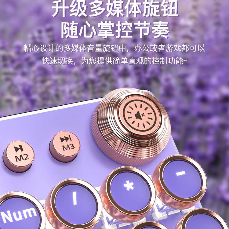 机械键盘鼠标套装女生高颜值朋克紫色有线电竞游戏办公打字手感好