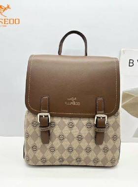 SEOSEOO九州袋鼠女包正品2025新款小众印花双肩包旅游单肩包78641