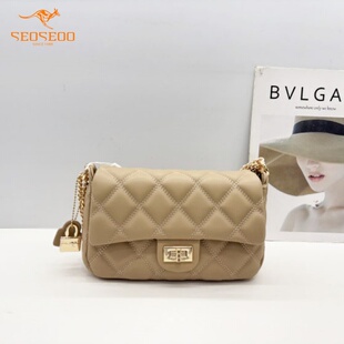 SEOSEOO九州袋鼠正品女包2025新款小众菱格小方包单肩斜挎792452