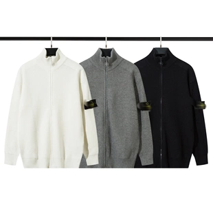 STONESLAND 石岛拉链开胸立领针织毛衣百搭简约无性别风男女款