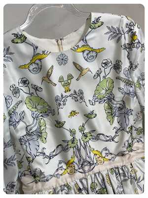 桑蚕丝兔子印花TB连衣裙A字型