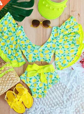 FOCUSNORM 3 Style Summer Kids Girls Bikini Sets 1-6Y Ruffles