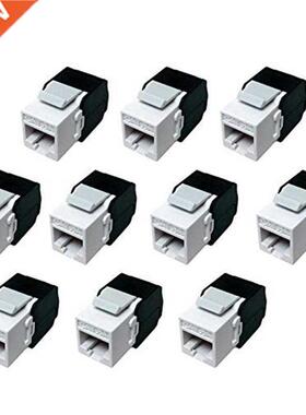 10-Pack Cat6A RJ45 Keystone Jack - Cat6 Compatible -180 Degr