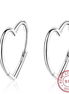 Siple 925 Sterling Silver Earrings Two Colors Love Heart Ho
