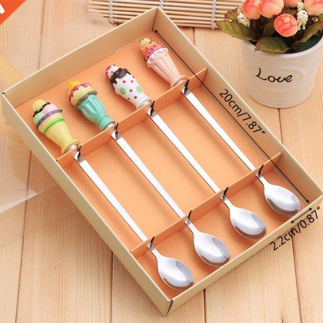 4 Pieces Ice Cream Spoons Stainless Steel Material Spoons St
