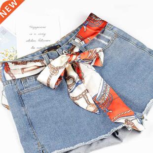 AWAYTR Female Floral Silk Scarf Knotted Cloth Belt Chiffon R