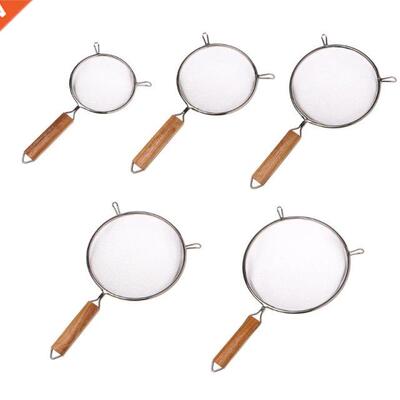 Stainless Steel Double Mesh Strainer Colander Sieve Sifter W