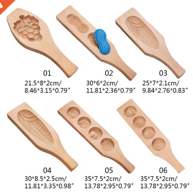 Carved Round Wooden Mould Baking Decoration Tools 3D Vegetab