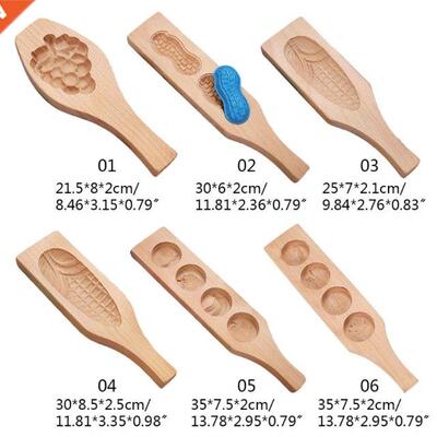 Carved Round Wooden Mould Baking Decoration Tools 3D Vegetab