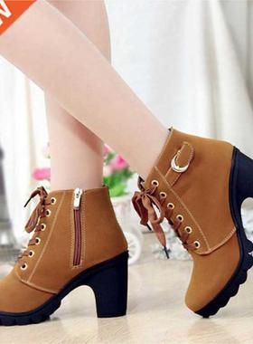 Women ankle boots autumn women shoes high heels 8.5 cm lace-