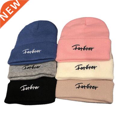 Ins Knitted Warm Cap Beanie Embroidery Hat Female Autumn Wi
