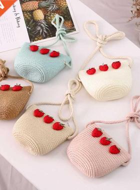 Cute Strawberry Children Straw Coin Purse Girls Good Birthda