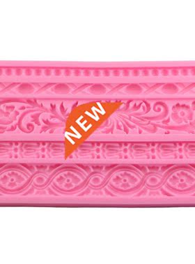 DIY Baroque Scroll Relief Cake Border Silicone Mold Frame Fo