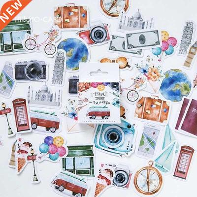 46 Pcs  Cute Kawaii Sticker Girl Papers Travel Label Stic