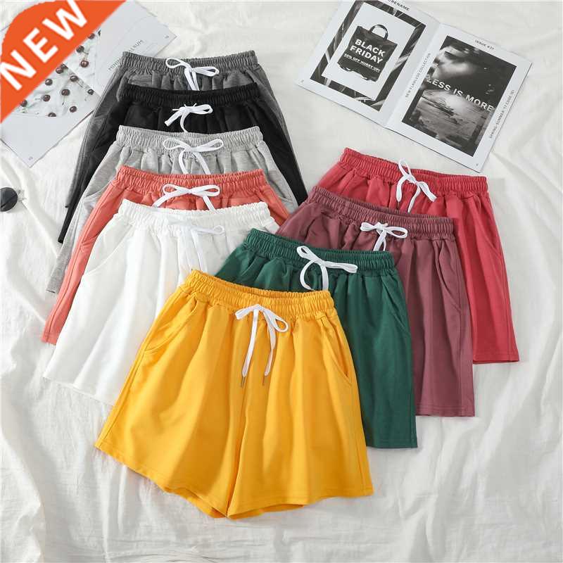 women shorts summer casual solid drawstring shorts high wais