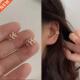 Clip Earring Piercing Gold Without Leaf Women Fashion For