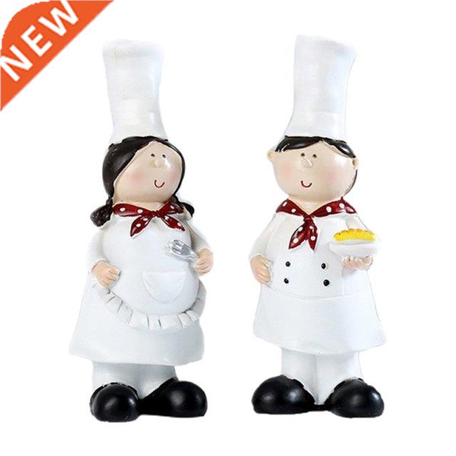 2 Pcs Couple Chef Set Resin Figurines Decoration for Kitchen
