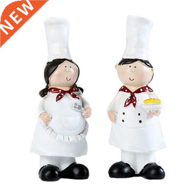 2 Pcs Couple Chef Set Resin Figurines Decoration for Kitchen