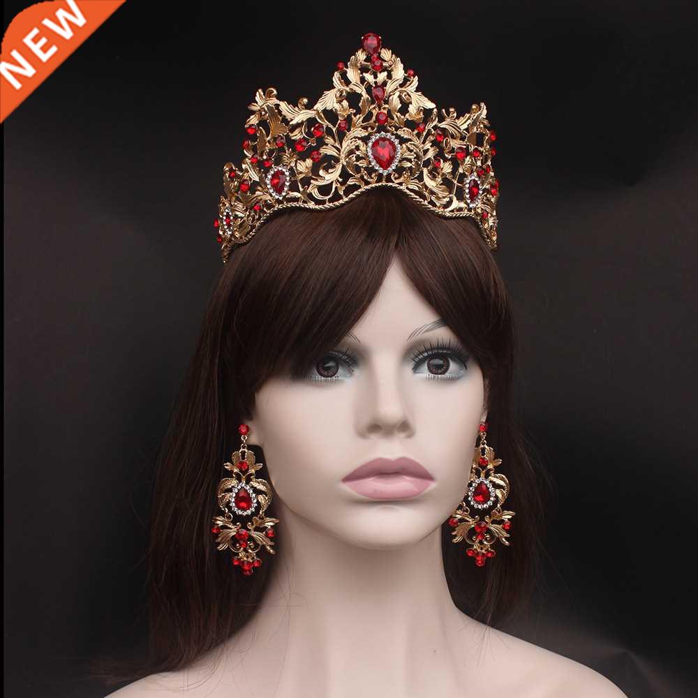Fashion Baroque Magnificent Red Crystal Bridal Tiaras Green
