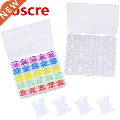 25Pcs/Set Bobbins Box Set Sewing Machine Spools Colorful Pla
