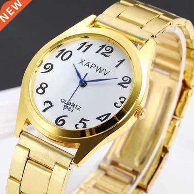 Man Women Couple Wrist Watches Stainless Steel Band Alloy Lo