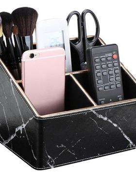 3 Grids Marble Leather Desk Stationery Organizer Pen Pencil