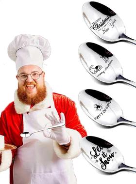 Metal Merry Christmas Spoons Xmas Tableware Pendants Drop Or