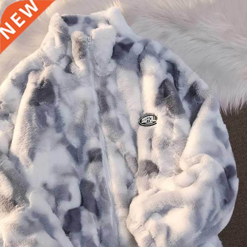 Tie-dyed lamb wool oversized sweater women's fried street hi