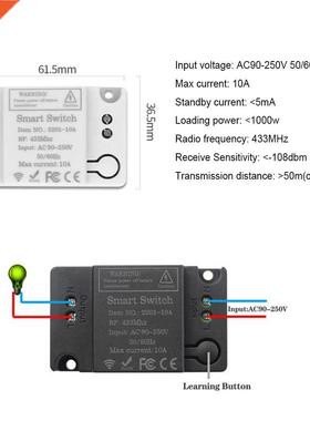 Universal 1/2/3 Gang 433Mhz Wireless Receiver Smart Paste Li