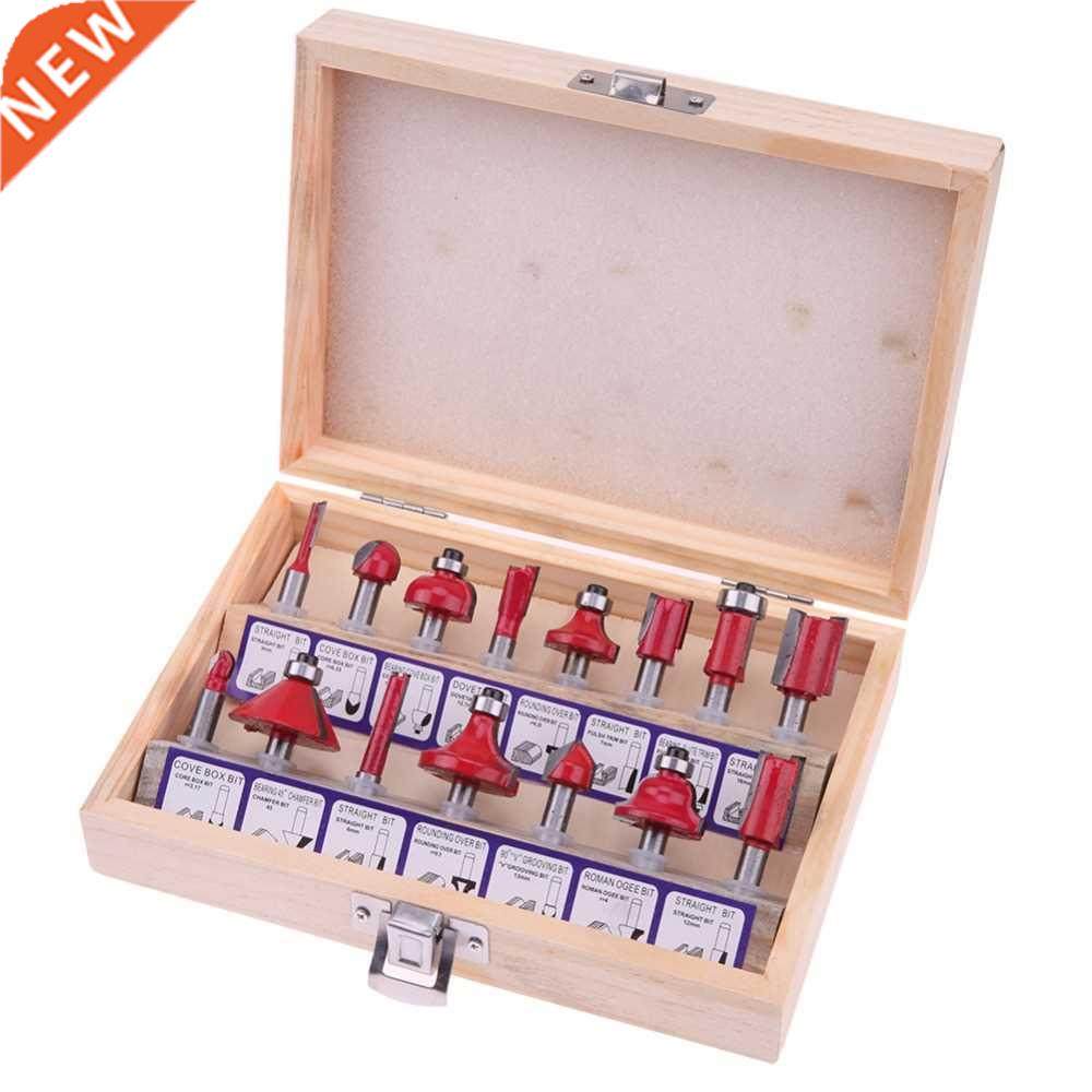 15pcs 1/4" shank tungsten carbide router bit set wood c