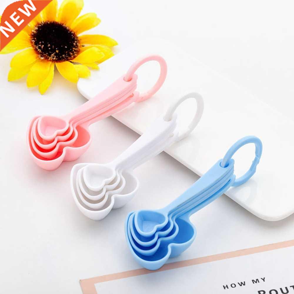 (4Pcs/Lot=1Boxes) Het Measuring Spoons Plastic Teaspoon Ba