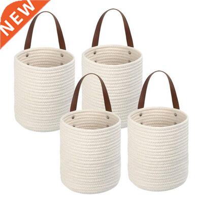 4 Pack Hanging Wall Basket Woven Rope Storage Baskets Decora