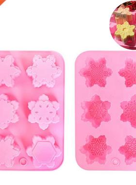 Christmas Cake Mold 6 Slots Different Snowflakes Silicone Mo