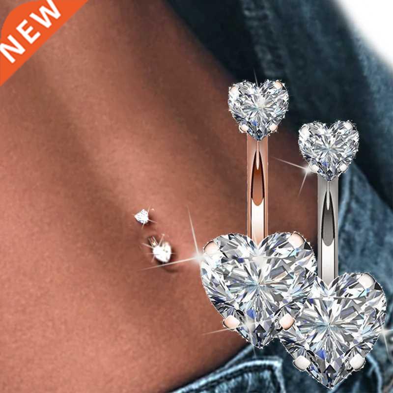 1PC Steel Belly Button Rings Crystal Piercing Navel Heart St