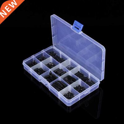 260Pcs M3 Nylon Black M-F Hex Screw Nut Assortment Kit Stand