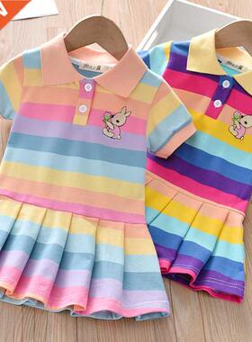 Unicon Children Dress Spring Summer Turn-Down Collar Kids Cl
