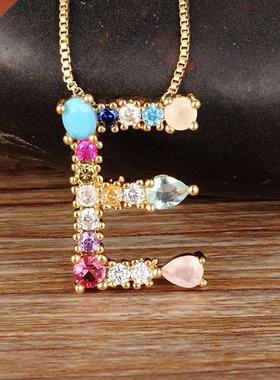 Hot Sale Gold Color Initial CZ Necklace Charm Letter Necklac