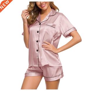 Satin Silk Pajamas for Women Summer Pyjamas Home Clothes Wom