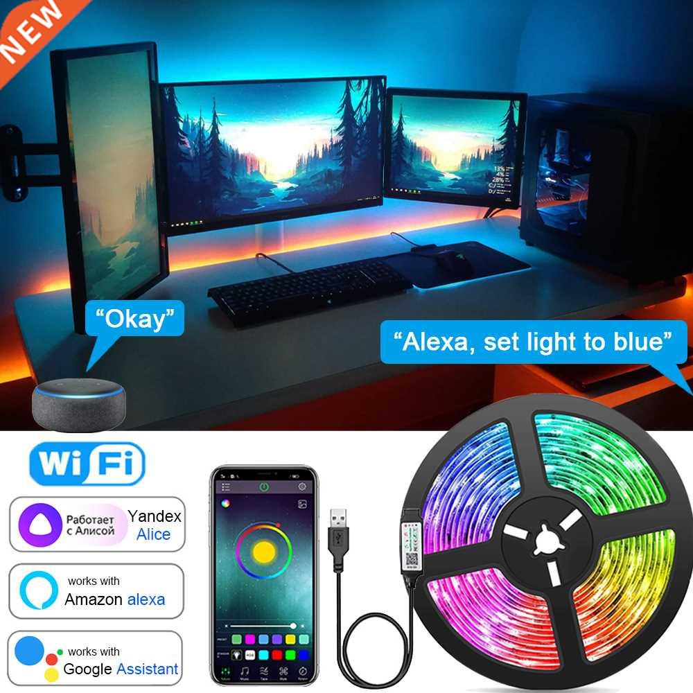 Wifi LED Strip Lights Music Sync RGB 5050 LED Tape Alexa Sma