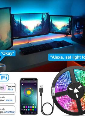 Wifi LED Strip Lights Music Sync RGB 5050 LED Tape Alexa Sma