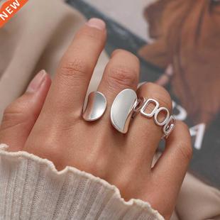 IPARAM Fashion Silver Color Width Rings Statement Women's Pu