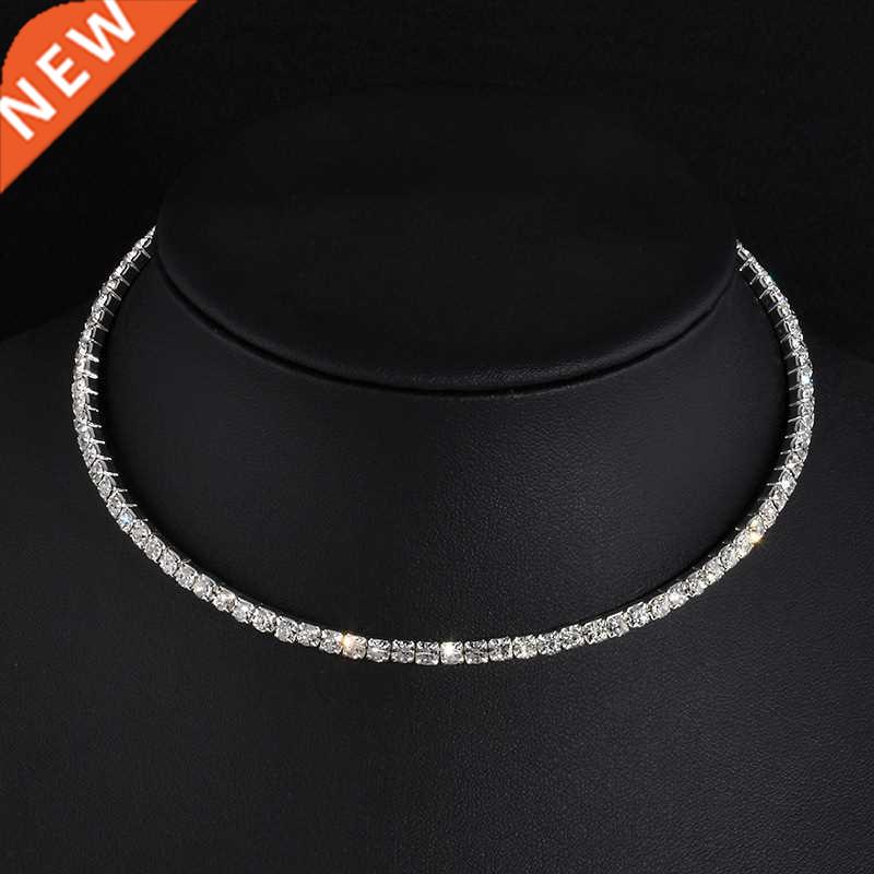 Rhinestone Choker Necklaces Torques Coll Women Statement J