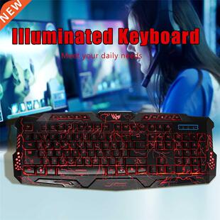 Gaming Keyboard USB Wired Keyboard Gamer Three-color Backlit